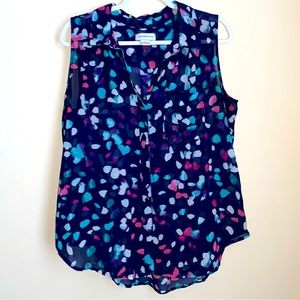 Liz Claiborne Button down sheer Colorful Blouse - Large